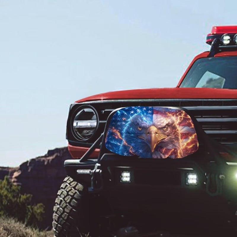 Mintulipy Cool Eagle Flag Winch Cover, Heavy Duty Waterproof Dust-Proof Winch Protection Cover for Electric Winches 8500-17500 lbs, Indoor/Outdoor (23”x11”x11”) - Image 2